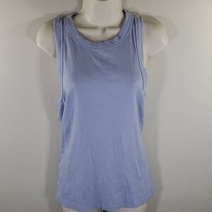 Madewell Women Sleeveless Stretch Tank Top Scoop Neck Light Blue XL